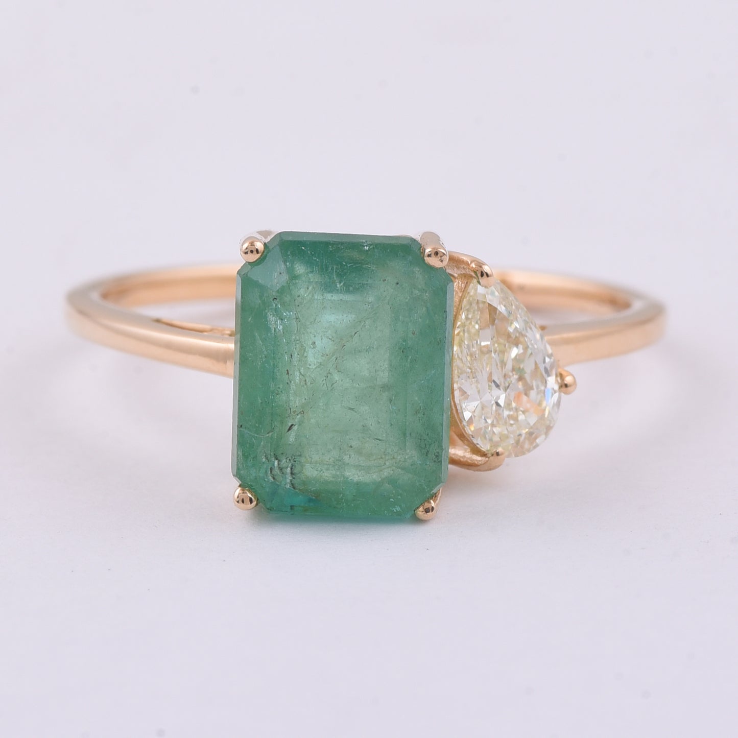 2.80 Ct Octagon Step Cut Natural Emerald 14K Gold Ring
