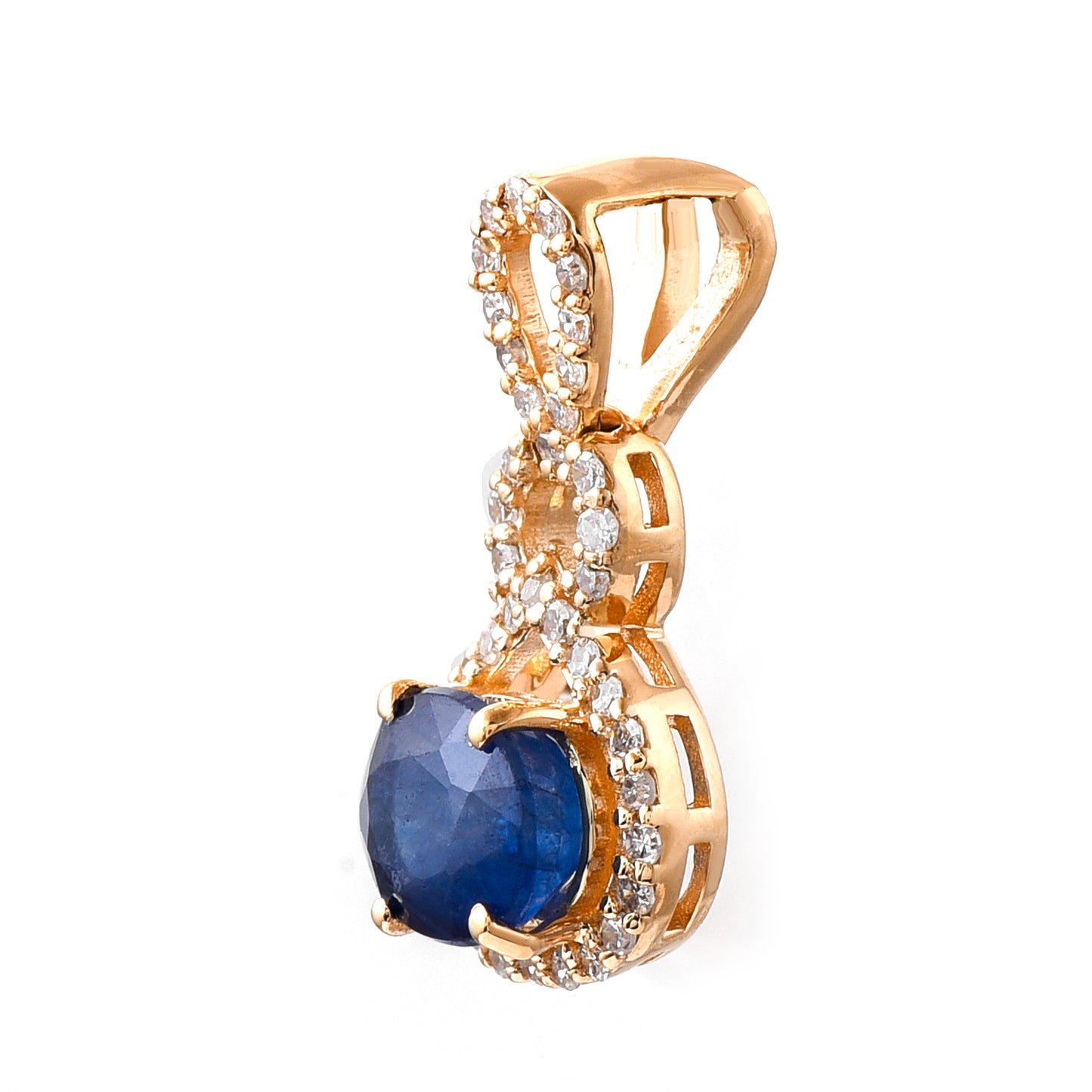1.15 Ct Oval Mixed Cut Natural Sapphire 14K Gold Pendant