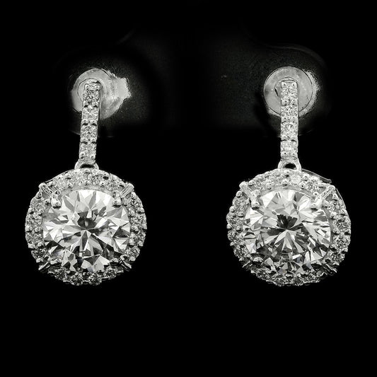 3.55 Carats Lab Grown Diamond 14K Gold Earrings