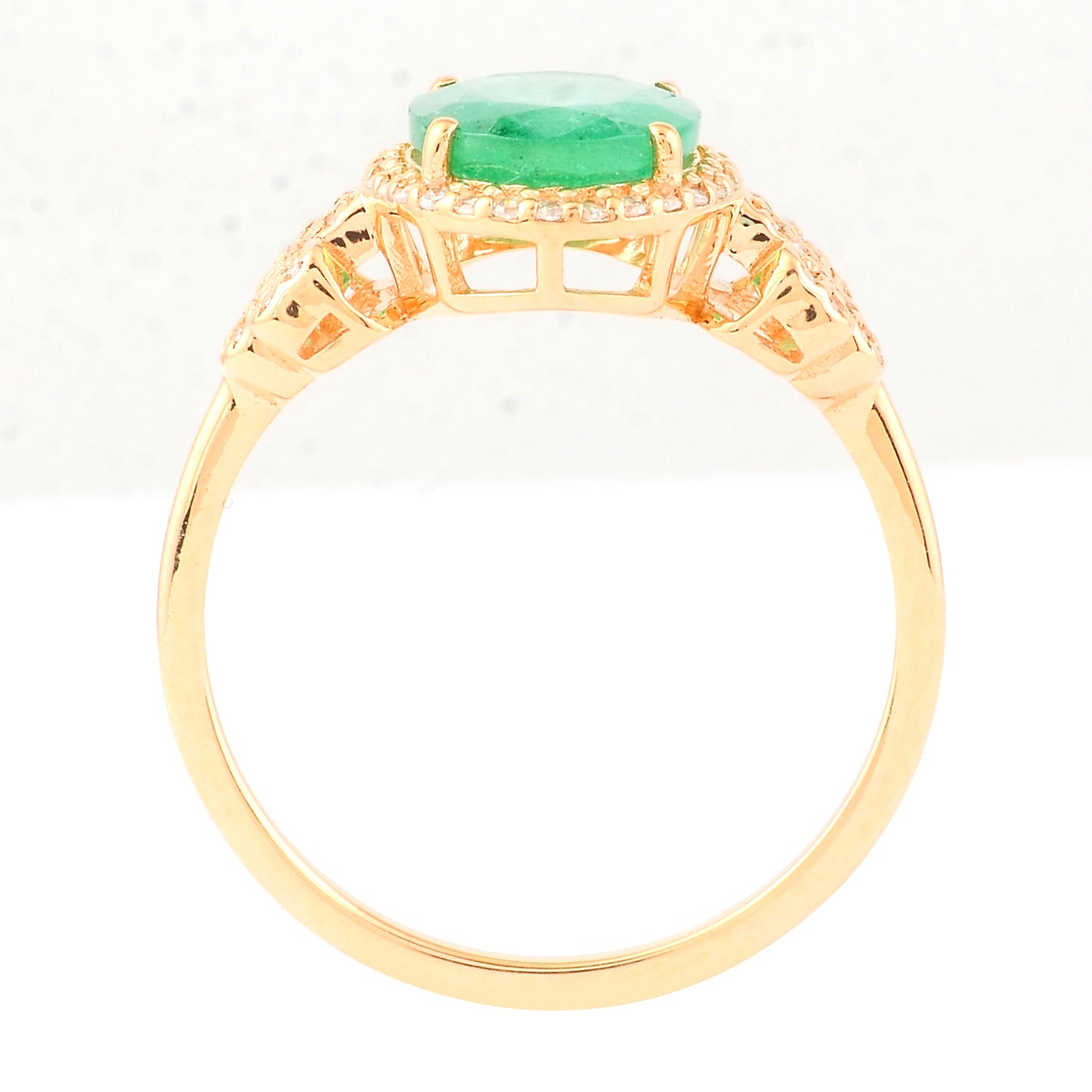 1.75 Ct Oval Mixed Cut Natural Emerald 14K Gold Ring