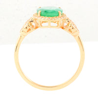 1.75 Ct Oval Mixed Cut Natural Emerald 14K Gold Ring
