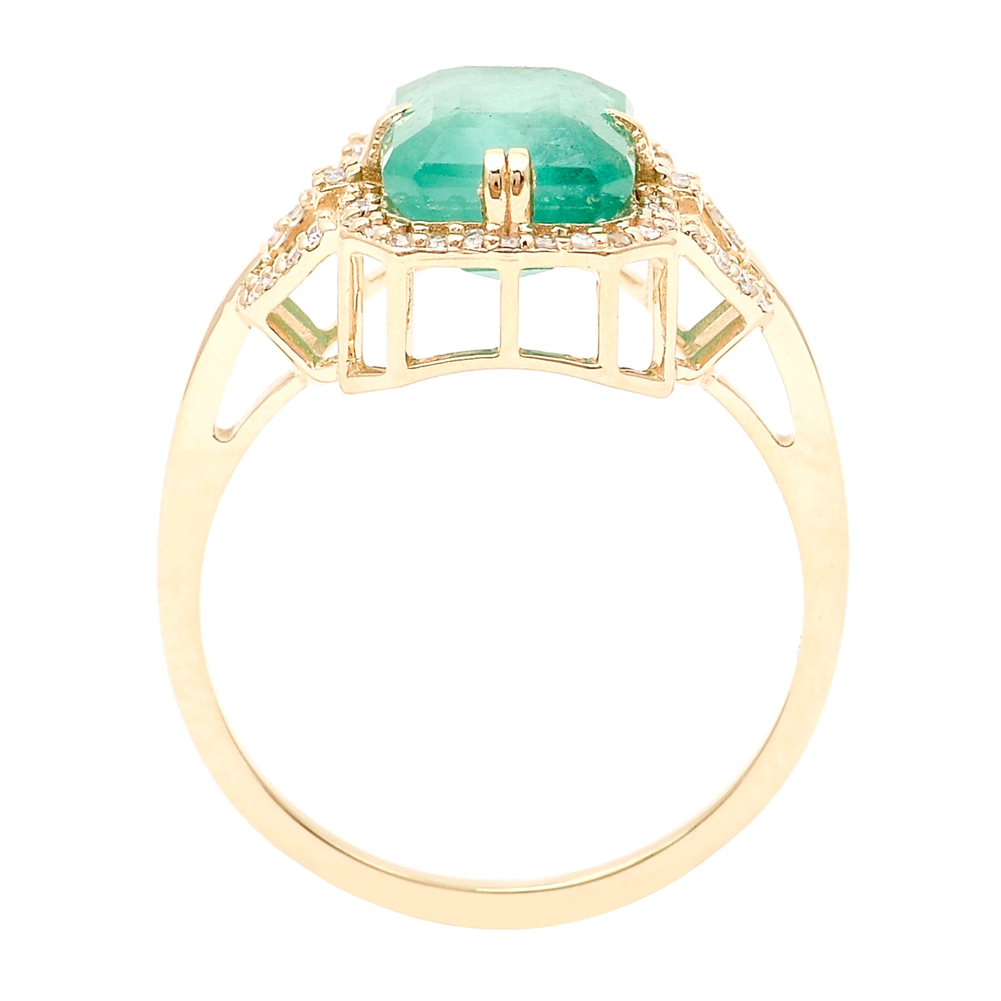 2.98 Ct Octagon Natural Emerald 14K Gold Ring