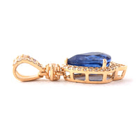 1.63 Ct Pear Mixed Cut Natural Sapphire 14K Gold Pendant