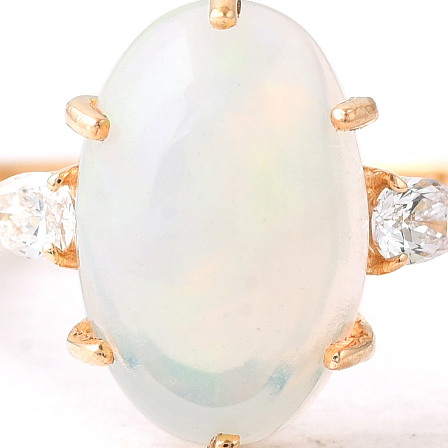 1.50 Ct Oval Cabochon Cut Natural Opal 14K Gold Ring
