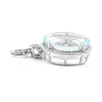 5.35 Ct Oval Mixed Cut Natural Aquamarine 950 Platinum Pendant