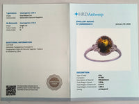 3.02 Ct Oval Mixed Cut Natural Bi-Coloured Sapphire 950 Platinum Ring
