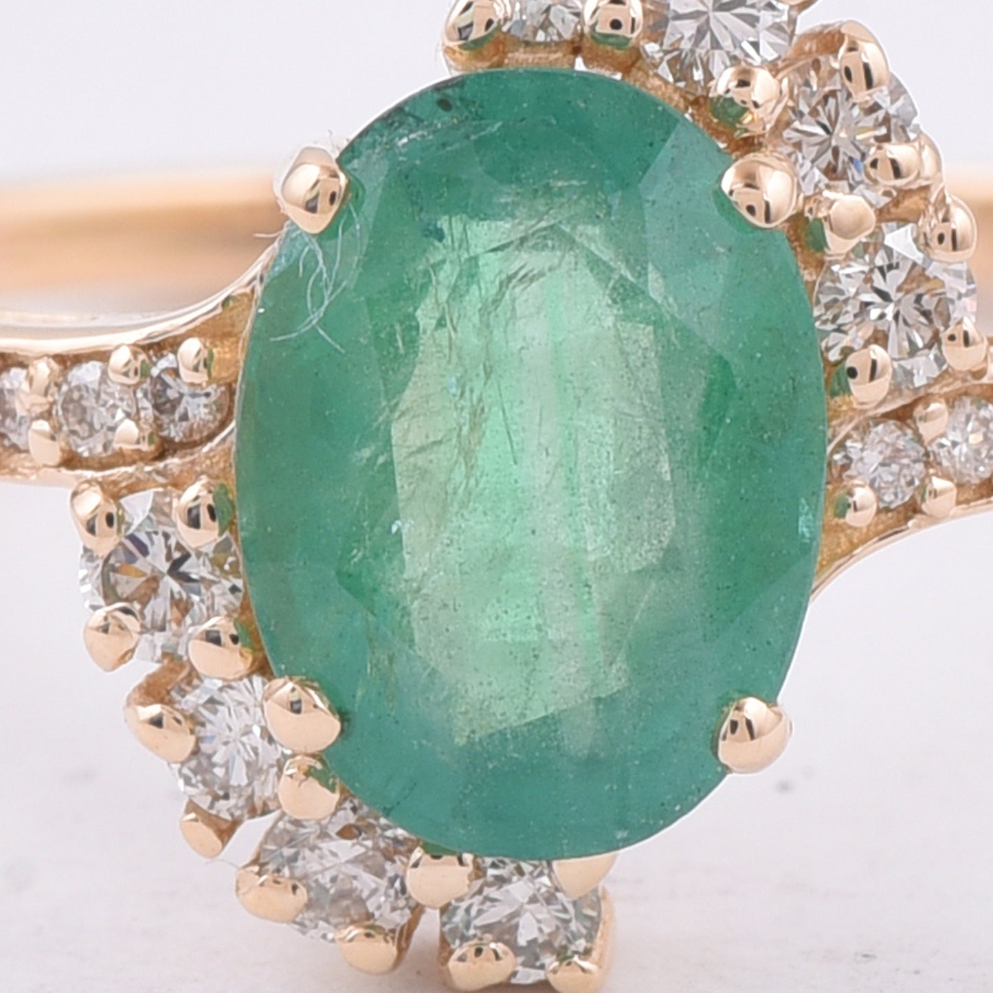 1.36 Ct Oval Natural Emerald 14K Gold Ring