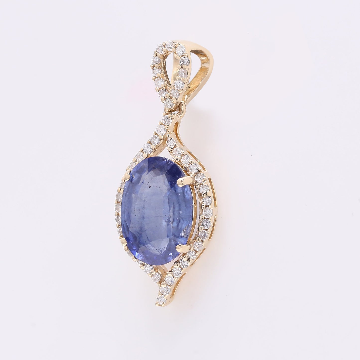 2.42 Ct Oval Mixed Cut Natural Sapphire 14K Gold Pendant