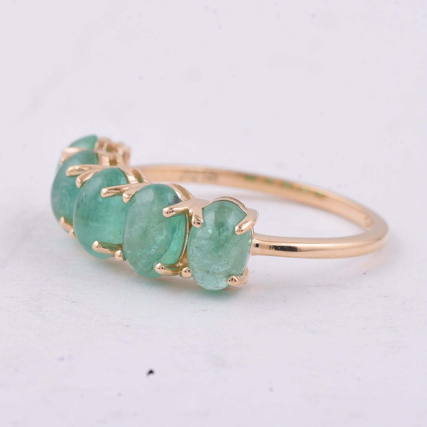 2.77 Ct Oval Cabochon Cut Natural Emerald 14K Gold Ring