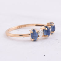 1.42 Ct Oval Cabochon Cut Natural Sapphire 14K Gold Ring