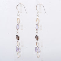 7.45 Ct Smoky Quartz, Citrine 925 Sterling Silver Earrings