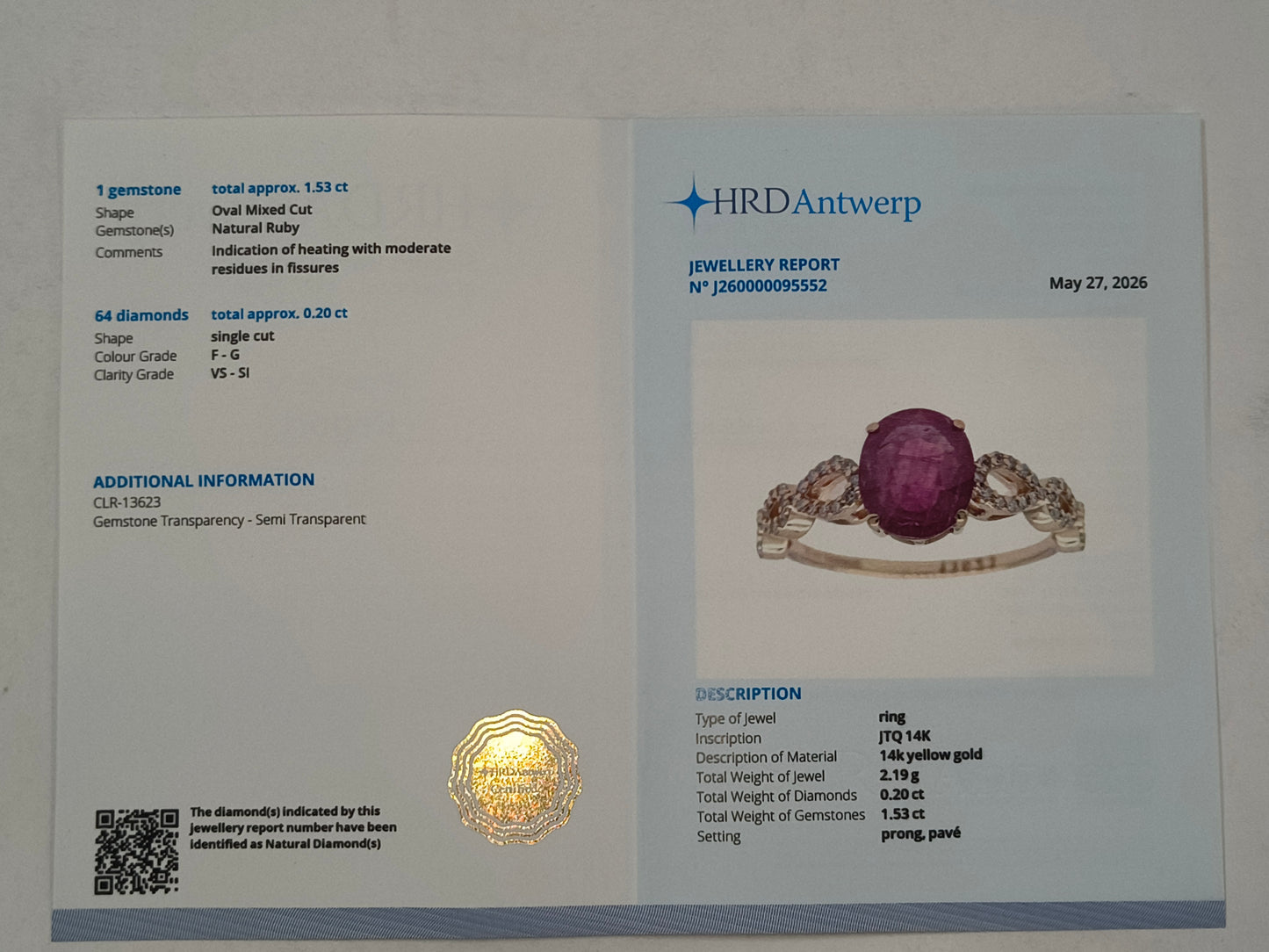 1.73 Ct Oval Mixed Cut Natural Ruby 14K Gold Ring