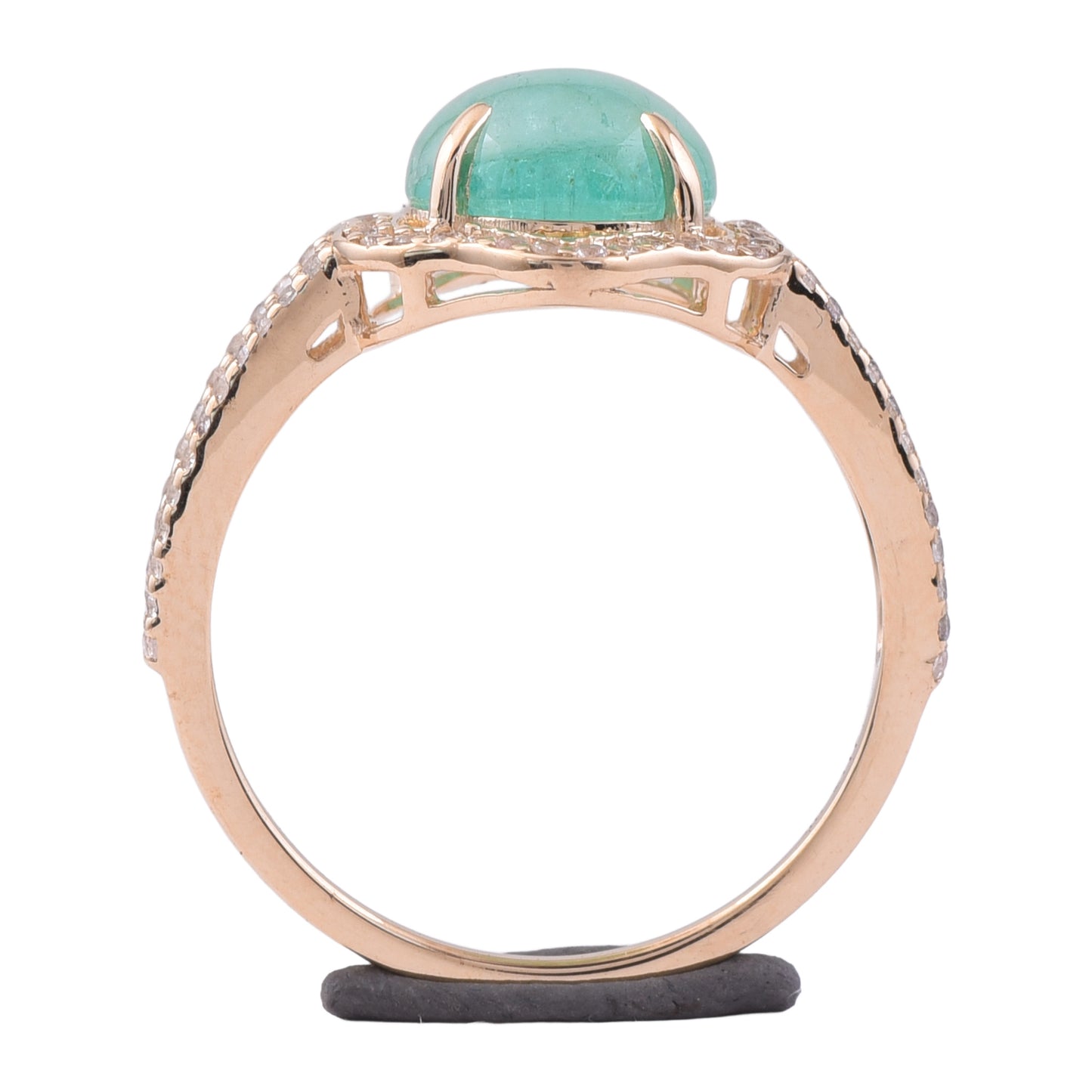 2.56 Ct Round Emerald 9K Gold Ring