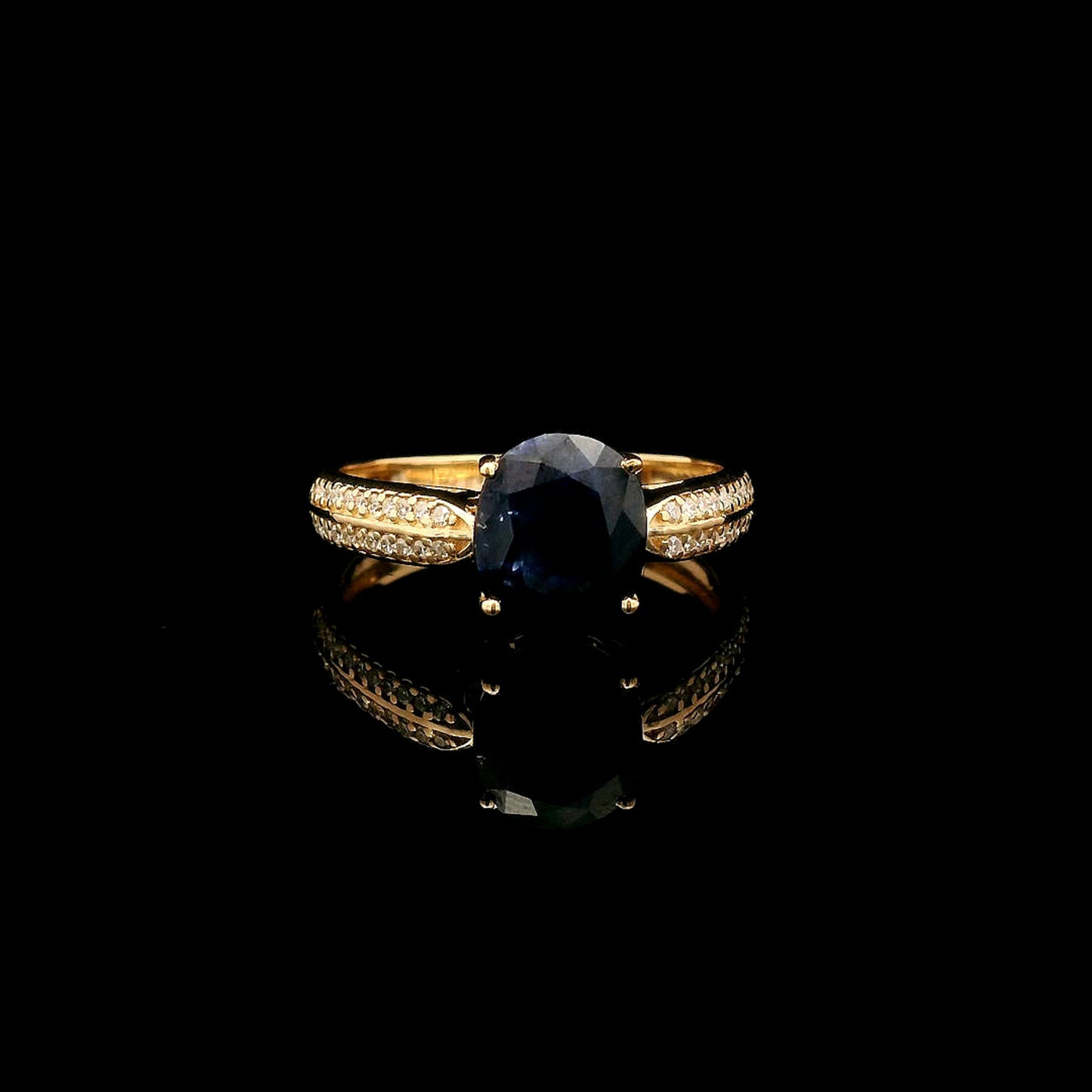 2.12 Ct Oval Mixed Cut Natural Sapphire 14K Gold Ring
