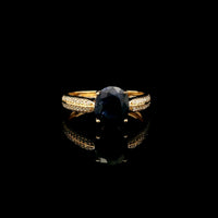 2.12 Ct Oval Mixed Cut Natural Sapphire 14K Gold Ring