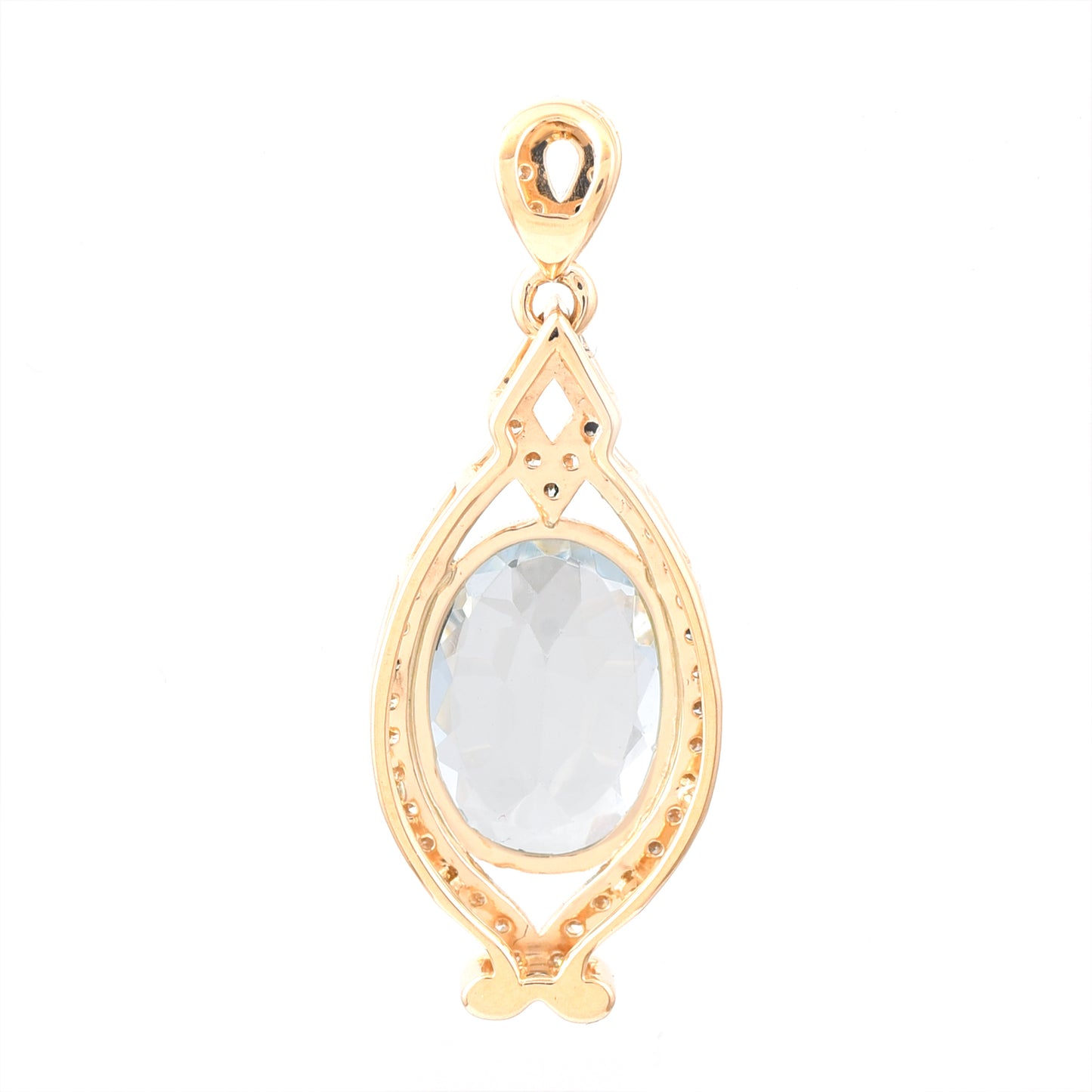 1.86 Ct Oval Mixed Cut Natural Aquamarine 14K Gold Pendant