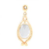 1.86 Ct Oval Mixed Cut Natural Aquamarine 14K Gold Pendant