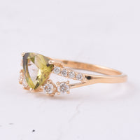 1.07 Ct Triangle Natural Green Tourmaline 14K Gold Ring