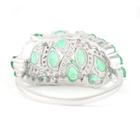 1.90 Ct Marquise Mixed Cut, Round Mixed Cut, Pear Mixed Cut Natural Emerald 950 Platinum Ring