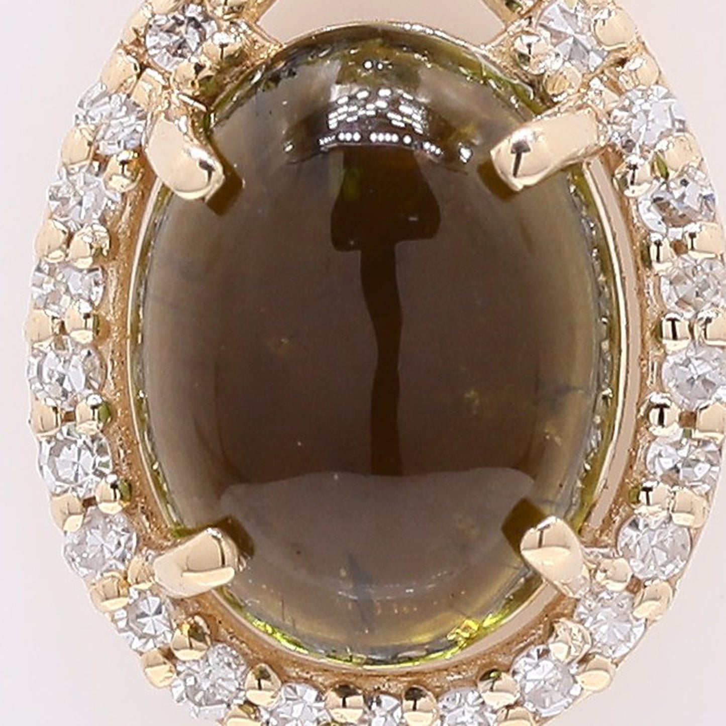 1.49 Ct Oval Cabochon Cut Natural Tourmaline 14K Gold Pendant