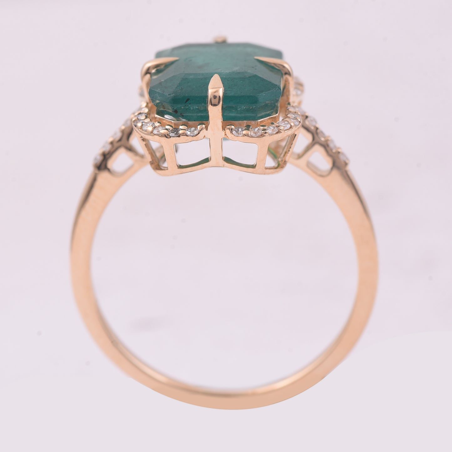 3.74 Ct Octagon Step Cut Natural Emerald 14K Gold Ring