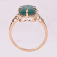 3.74 Ct Octagon Step Cut Natural Emerald 14K Gold Ring