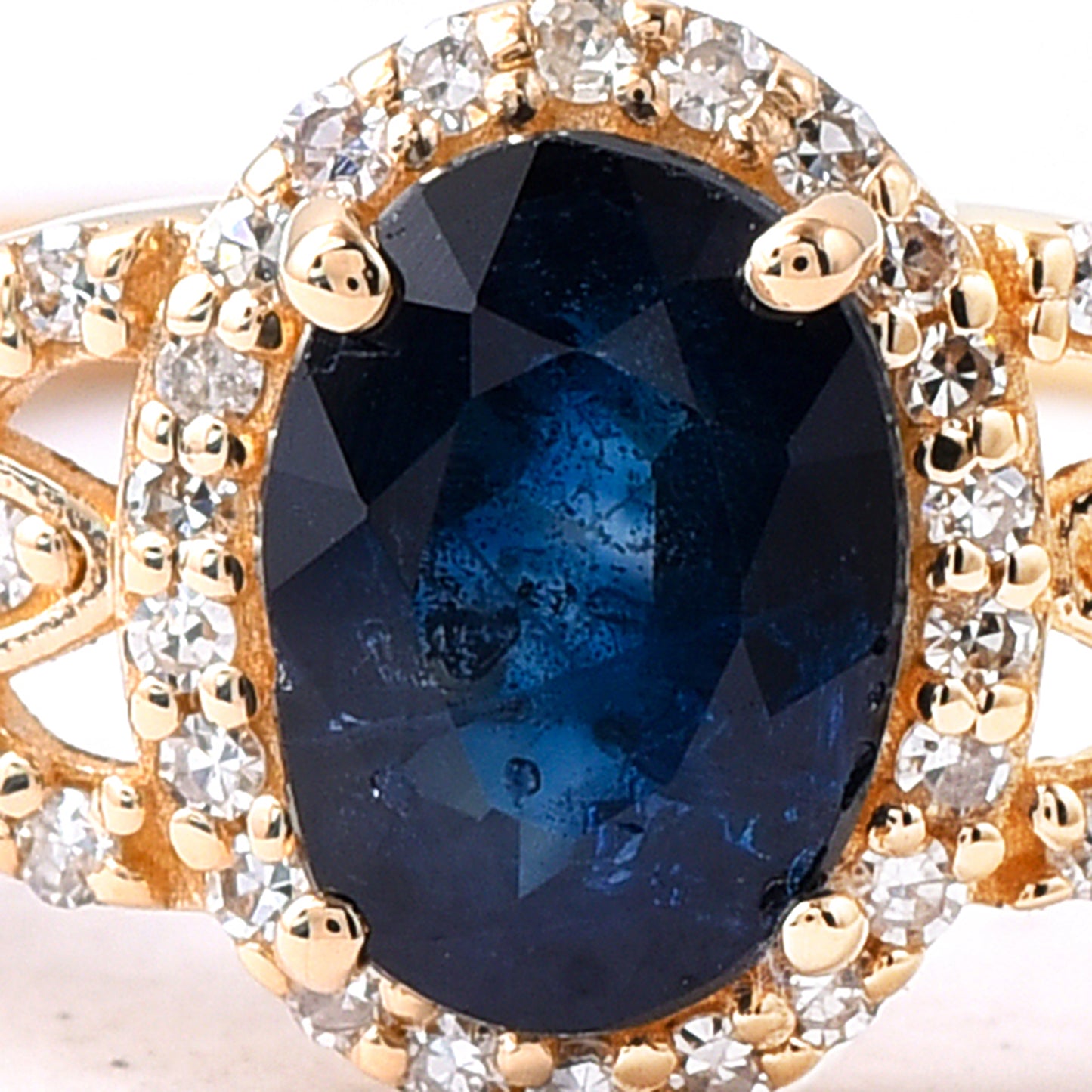 1.34 Ct Oval Mixed Cut Natural Sapphire 14K Gold Ring