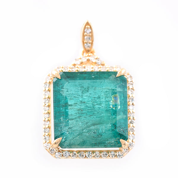 4.65 Ct Octagon Step Cut Natural Emerald 14K Gold Pendant