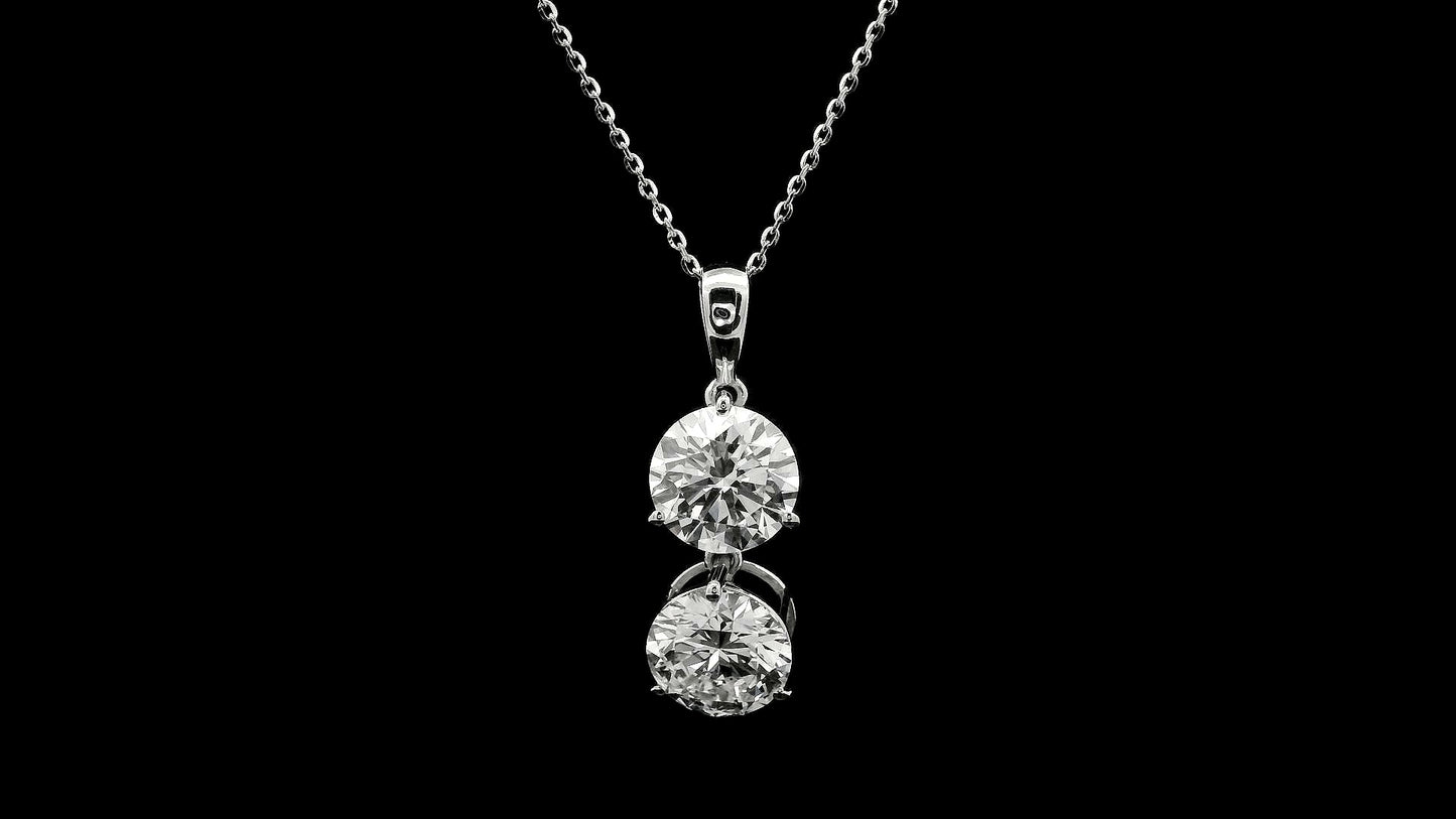 3.21 Ct Round Lab Grown Diamond 14K Gold Pendant