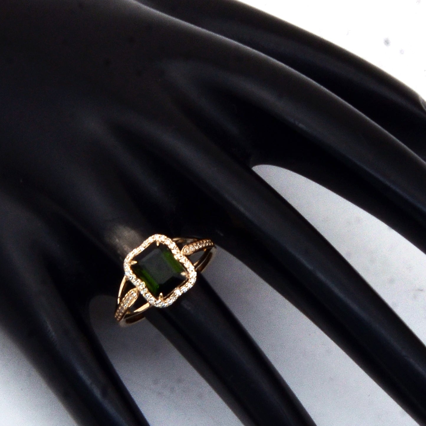 1.48 Ct Octagon Step Cut Natural Tourmaline 14K Gold Ring