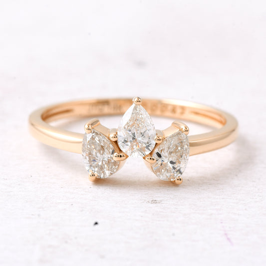 0.73 Ct Pear Diamond 14K Gold Ring