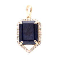 3.86 Ct Octagon Natural Sapphire 14K Gold Pendant