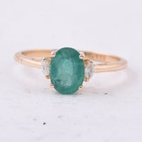 1.26 Ct Oval Natural Emerald 14K Gold Ring