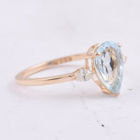 1.58 Ct Pear Natural Aquamarine 14K Gold Ring