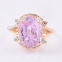 8.51 Ct Cushion Natural Kunzite 14K Gold Ring