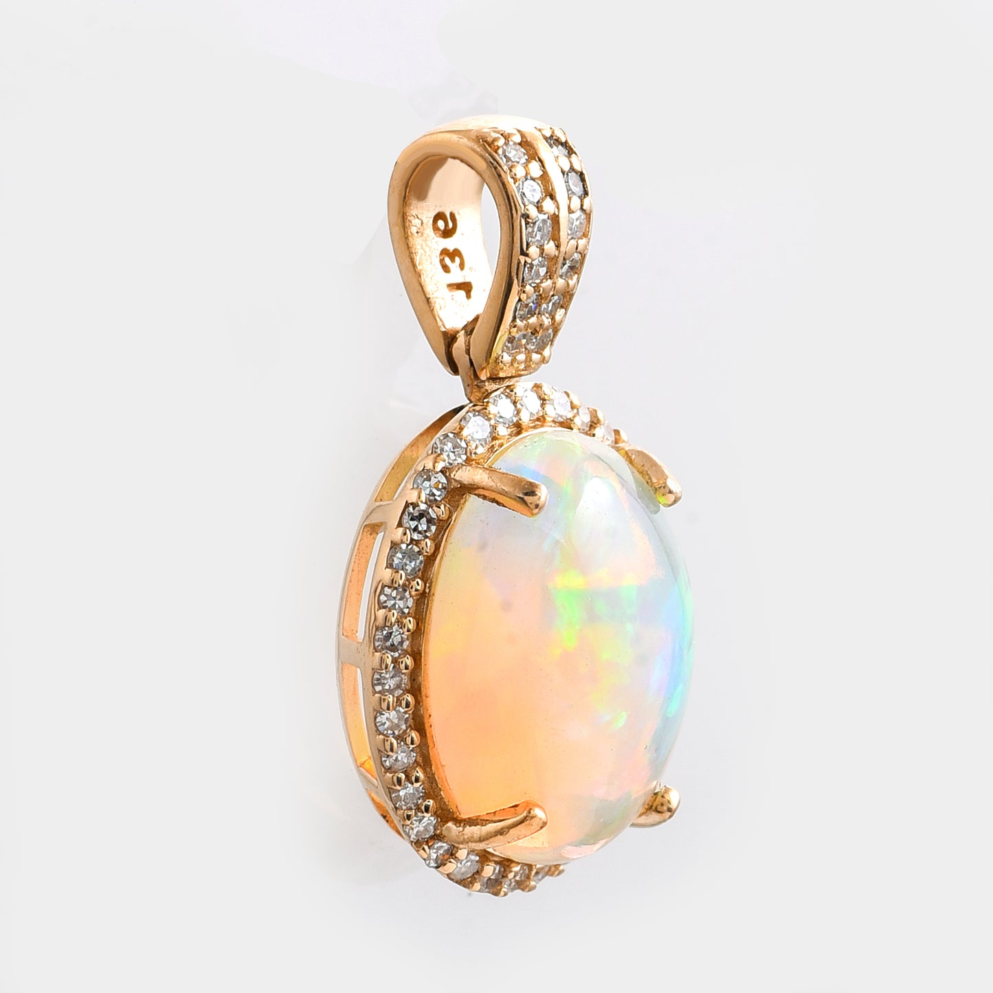 2.04 Ct Oval Cabochon Cut Natural Opal 14K Gold Pendant