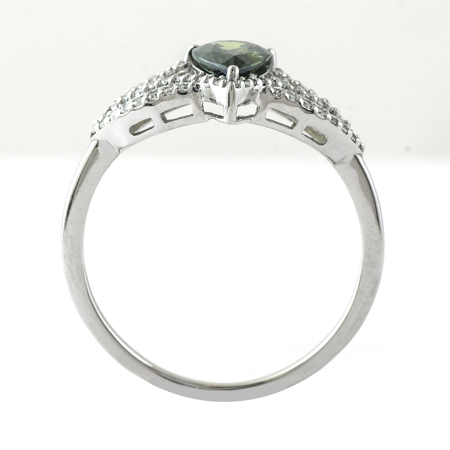 1.19 Ct Pear Mixed Cut Natural Green Sapphire 950 Platinum Ring