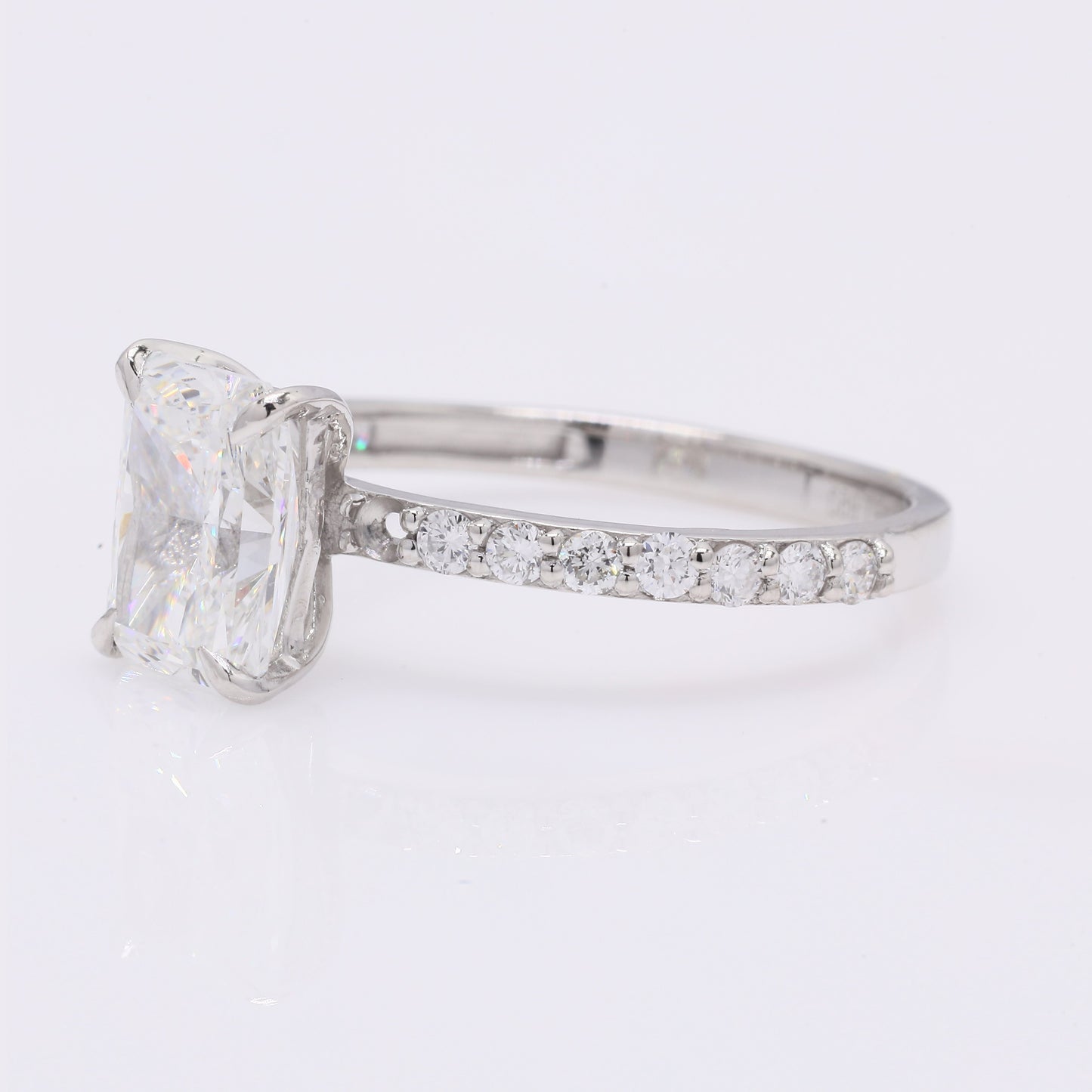 2.12 Ct Cut Cornere Rectangular Modifie Brilliant Lab Grown Diamond 950 Platinum Ring