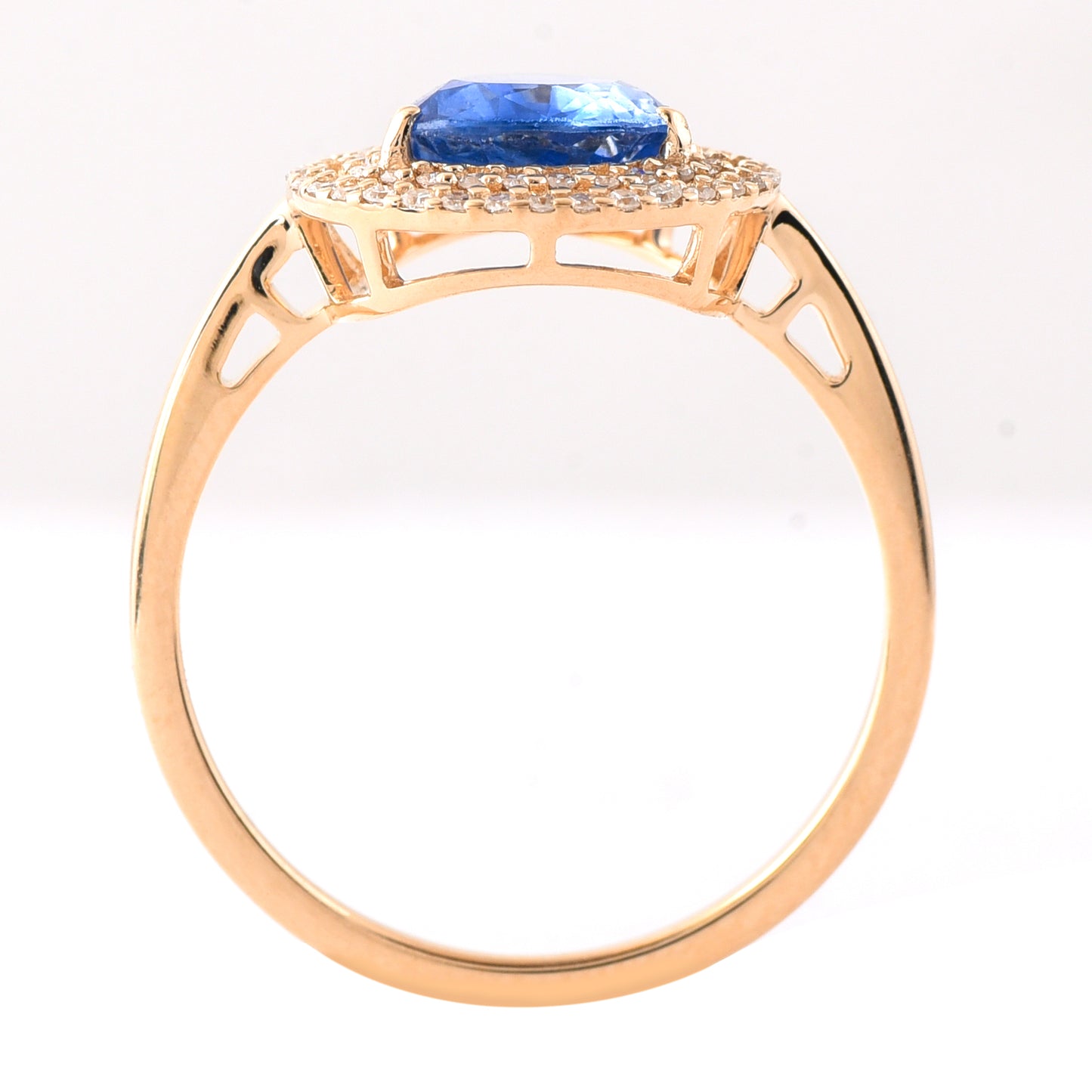1.68 Ct Pear Mixed Cut Natural Sapphire 14K Gold Ring