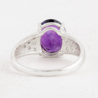3.71 Ct Oval Amethyst 925 Sterling Silver Ring
