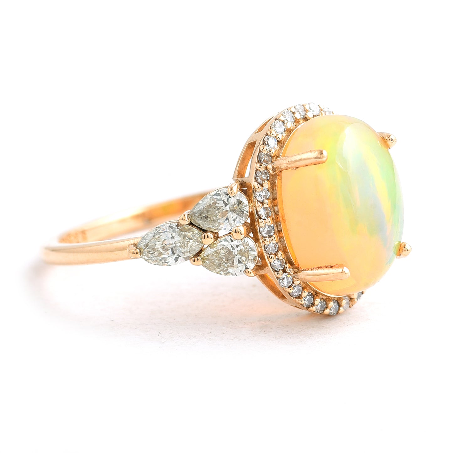 1.90 Ct Oval Cabochon Cut Natural Opal 14K Gold Ring