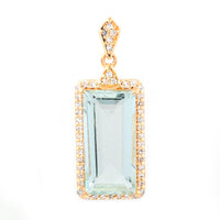 3.14 Ct Rectangle Step Cut Natural Aquamarine 14K Gold Pendant