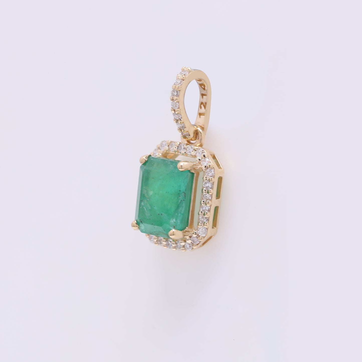 1.27 Ct Octagon Step Cut Natural Emerald 14K Gold Pendant