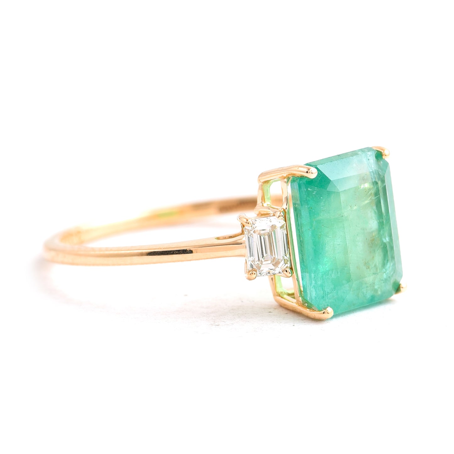 2.72 Ct Octagon Emerald 14K Gold Ring