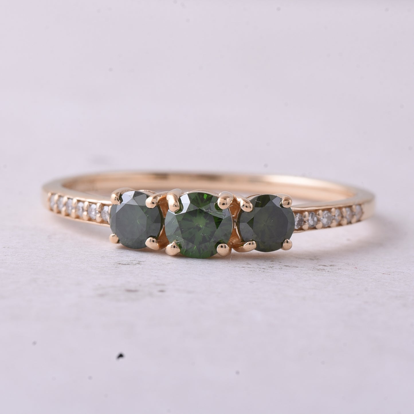 0.55 Ct Round Green Diamond 14K Gold Ring