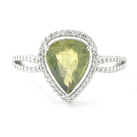 2.67 Ct Pear Mixed Cut Natural Green Sapphire 950 Platinum Ring