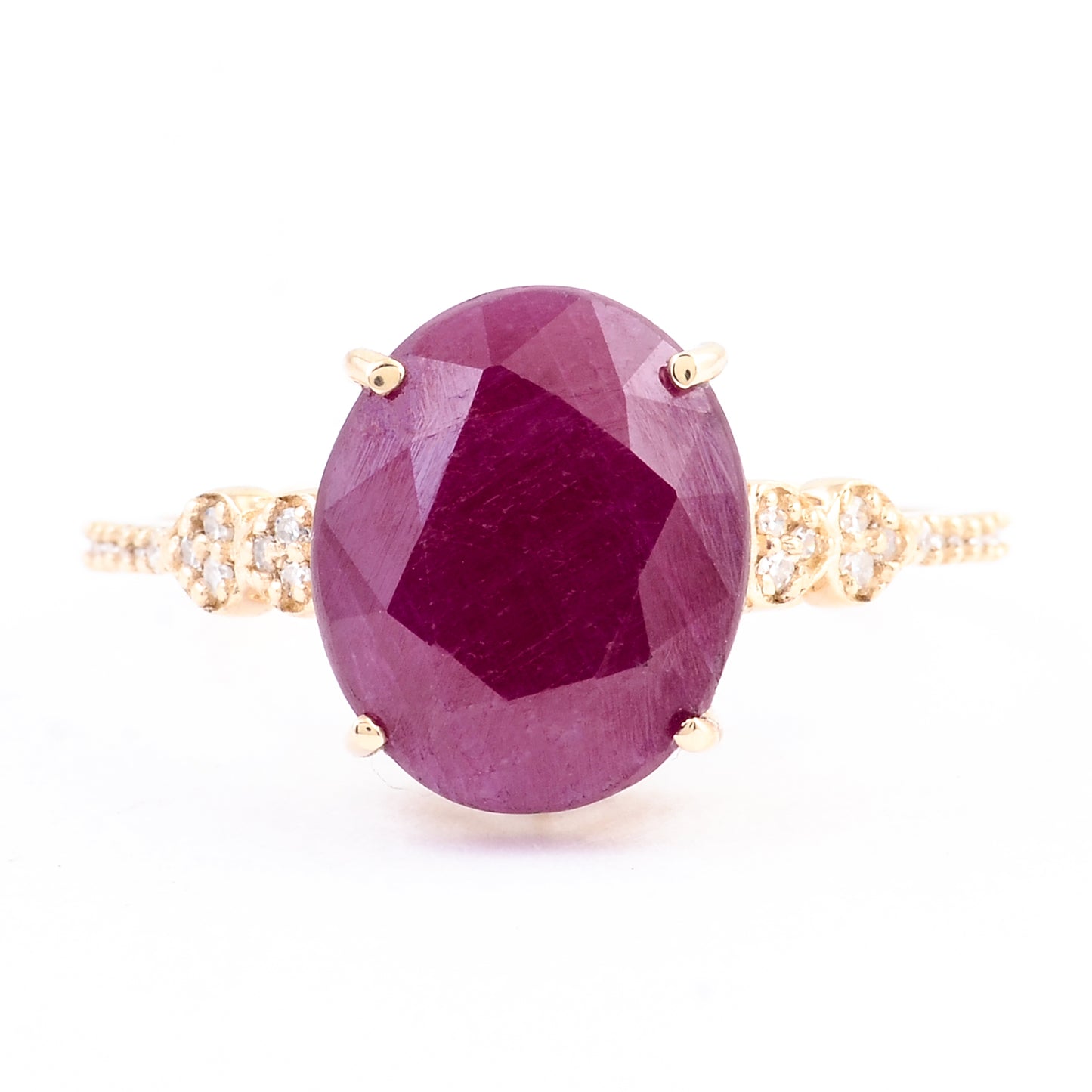 5.96 Carats Natural Corundum Ruby 14K Gold Ring