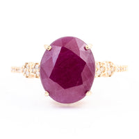 5.96 Carats Natural Corundum Ruby 14K Gold Ring
