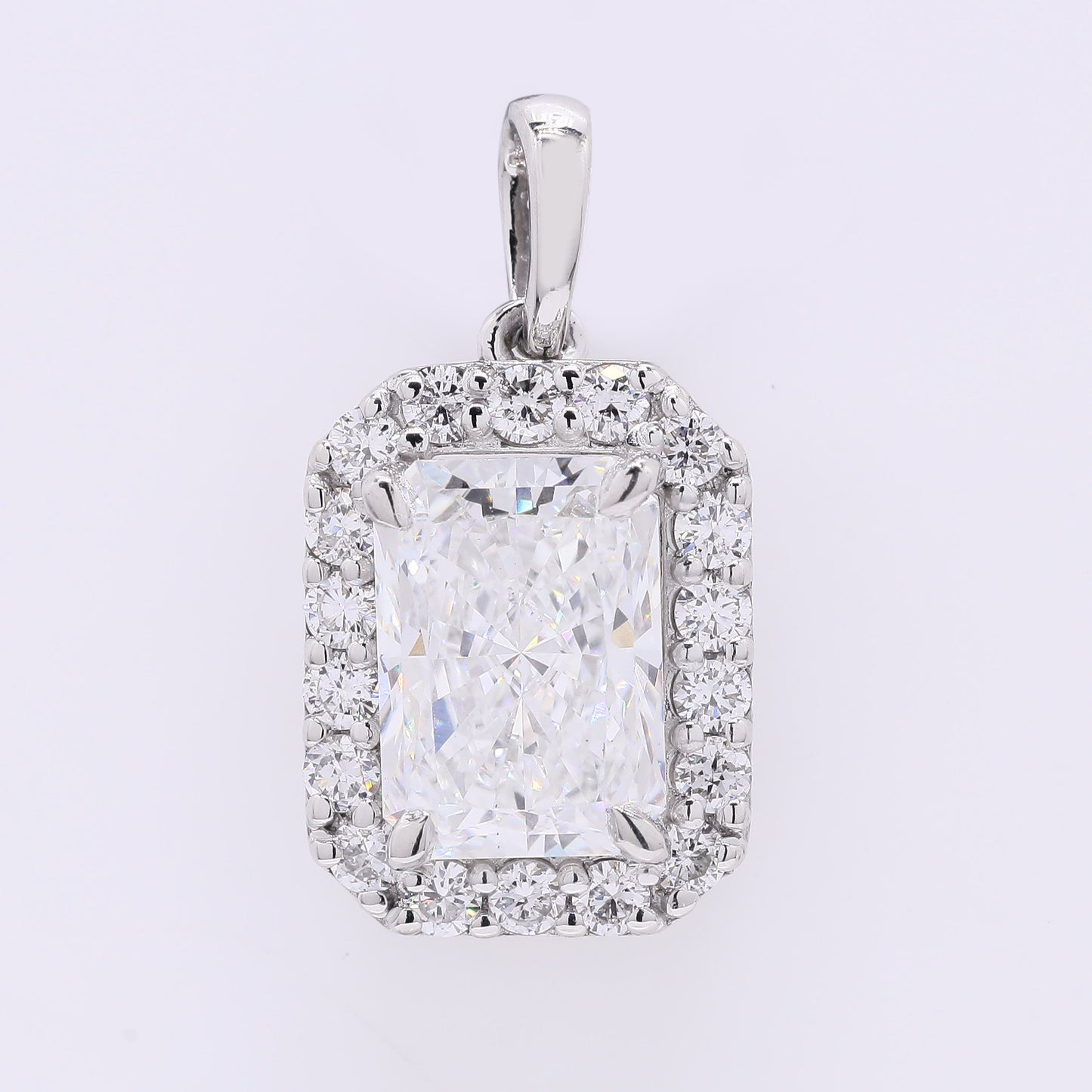 2.28 Ct Cut Cornere Rectangular Modifie Brilliant Lab Grown Diamond 950 Platinum Pendant