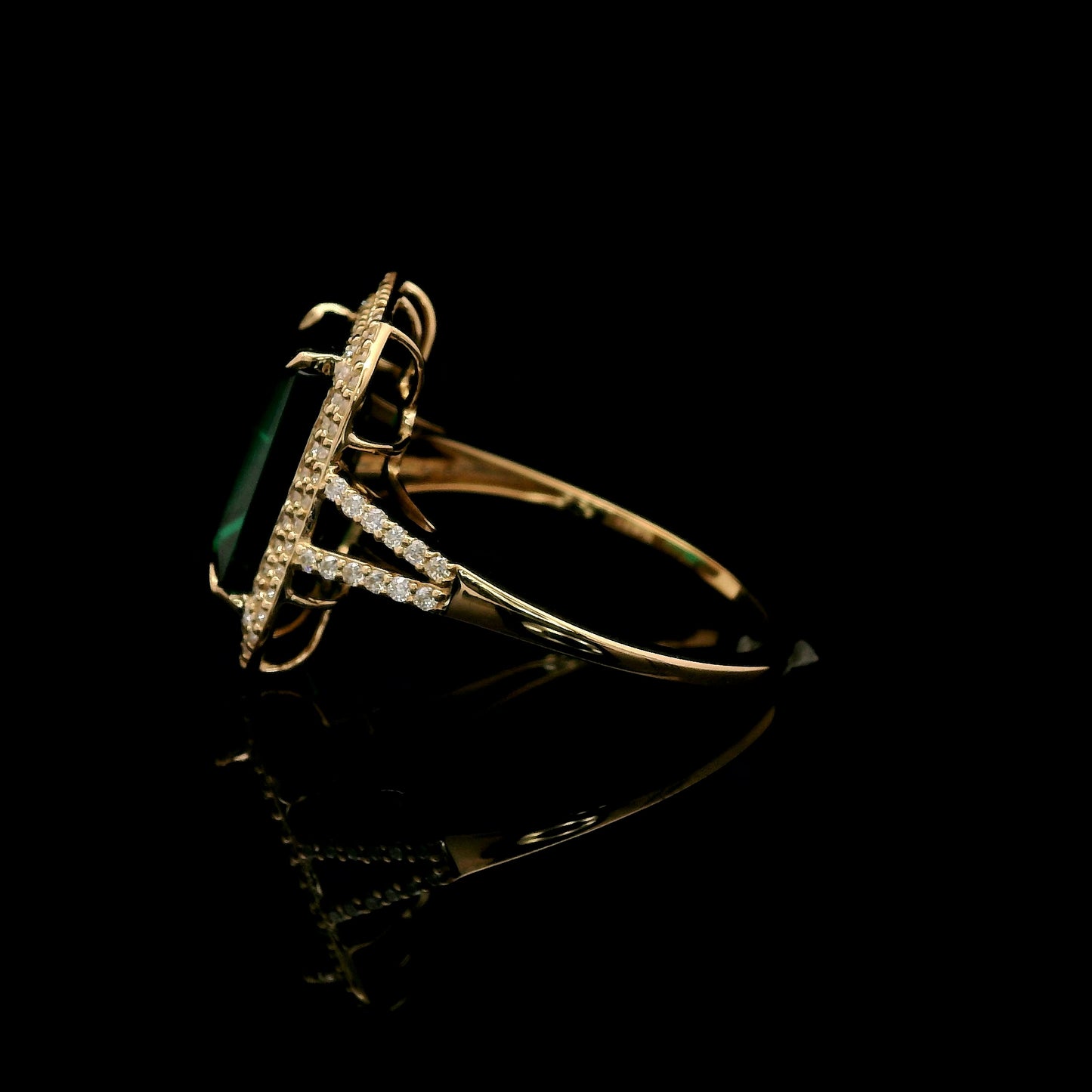 4.24 Ct Emerald Cut Lab Grown Emerald 14K Gold Ring